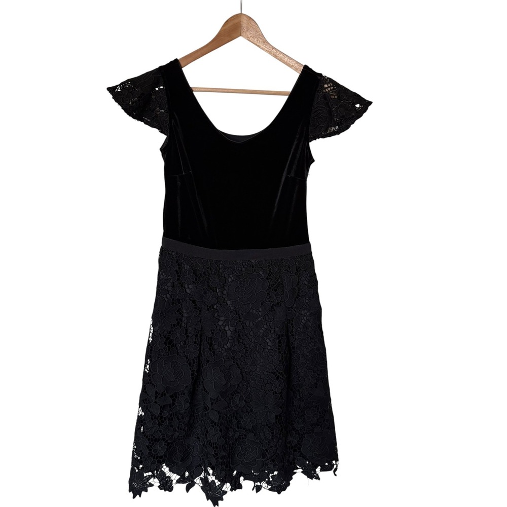 Isaac Mizrahi Live! Dress Women 0 Black Excellent Velvet‎ Lace Mixed Media LBD